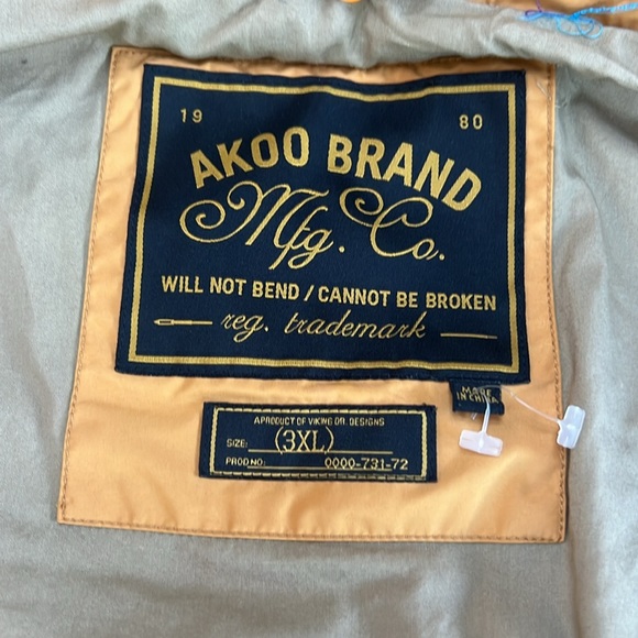 AKOO army green Vest Puffer Jacket camp Print Pockets. Men’s. Size 3XL - Picture 7 of 14